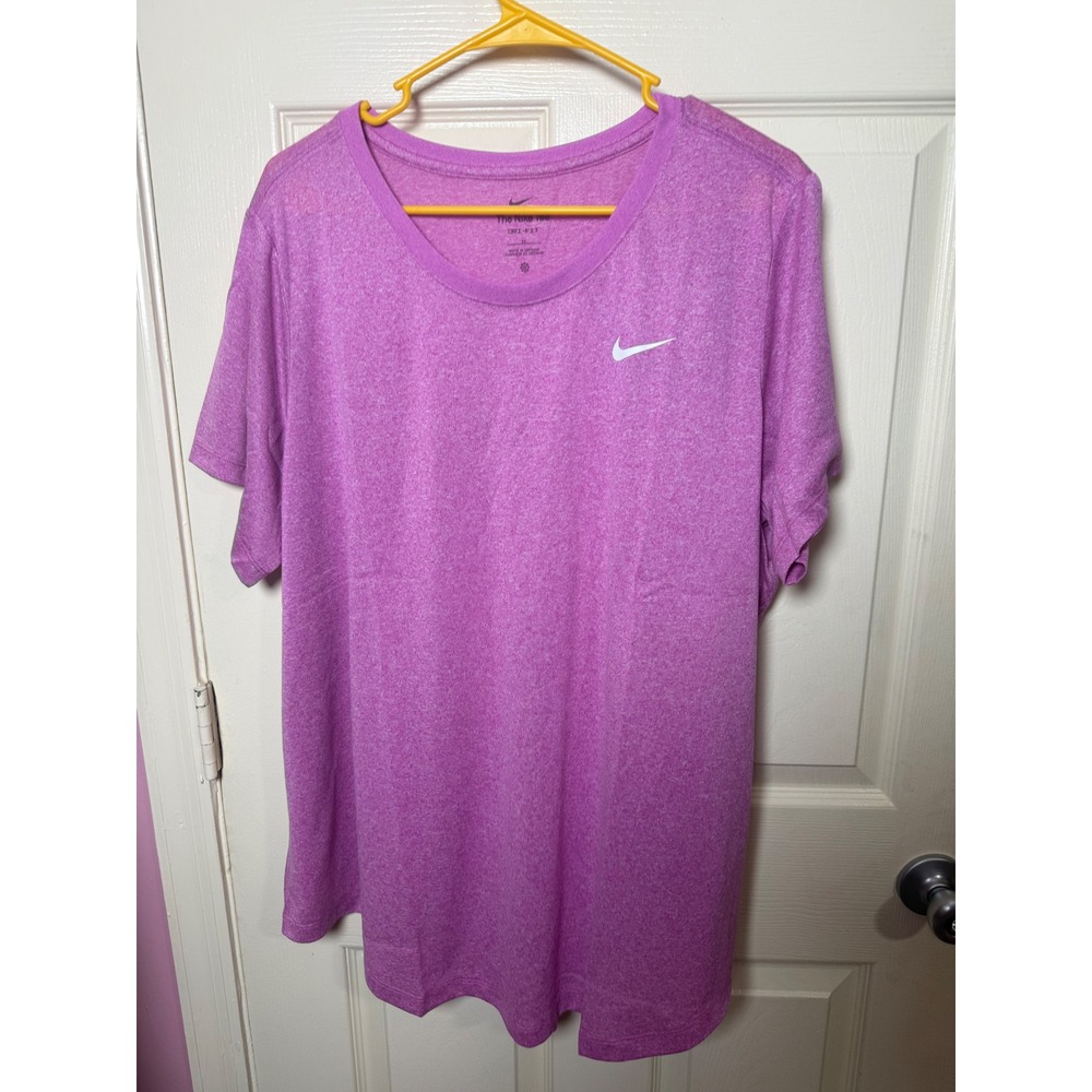 Nike Womens Dri-FIT Training T-Shirt Pink Heather Plus Size 2X